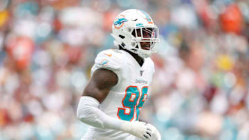 Taco Charlton #96 of the Miami Dolphins (Photo by Michael Reaves/Getty Images)