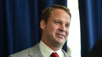 Dec 13, 2016; Boca Raton, FL, USA; Florida Atlantic Owls head coach Lane Kiffin speaks to the media at FAU Football Stadium. Mandatory Credit: Jasen Vinlove-USA TODAY Sports