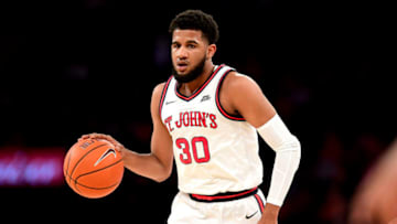 NEW YORK, NEW YORK - FEBRUARY 17: LJ Figueroa #30 of the St. John's Red Storm handles the ball on offense against the Xavier Musketeers at Madison Square Garden on February 17, 2020 in New York City. (Photo by Steven Ryan/Getty Images)