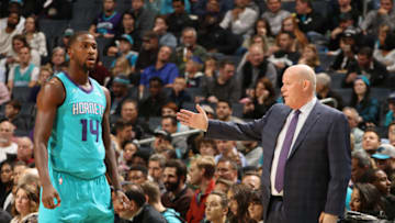 CHARLOTTE, NC - NOVEMBER 22: Coach Steve Clifford of the Charlotte Hornets coaches Michael Kidd-Gilchrist