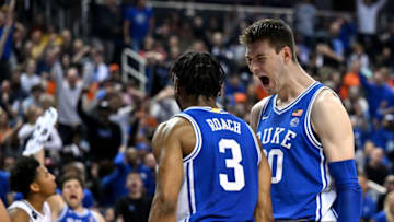Duke basketball guard Jeremy Roach and forward Kyle Filipowski (Photo by Grant Halverson/Getty Images)