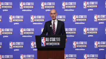 LOS ANGELES, CA - FEBRUARY 17: NBA Commissioner Adam Silver speaks onstage during the All-Star Press Conference at Staples Center on February 17, 2018 in Los Angeles, California. (Photo by Jayne Kamin-Oncea/Getty Images)