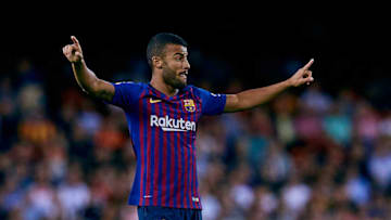 Rafael Alcantara do Nascimento Rafinha of FC Barcelona reacts during the La Liga match between Valencia CF and FC Barcelona at Mestalla on October 7, 2018 in Valencia, Spain (Photo by David Aliaga/NurPhoto via Getty Images)