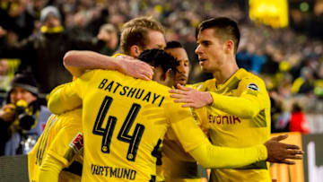 DORTMUND, GERMANY - FEBRUARY 10: Mario Goetze of Borussia Dortmund cheers after scoring his team's 2nd goal with his team during the Bundesliga match between Borussia Dortmund and Hamburger SV at Signal Iduna Park on February 10, 2018 in Dortmund, Germany. (Photo by Alexandre Simoes/Borussia Dortmund/Getty Images)