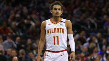 PHILADELPHIA, PA - FEBRUARY 24: Trae Young #11 of the Atlanta Hawks in action against the Philadelphia 76ers during an NBA basketball game at Wells Fargo Center on February 24, 2020 in Philadelphia, Pennsylvania. The Sixers defeated the Hawks 129-112. (Photo by Rich Schultz/Getty Images)