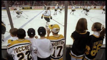 22 Dec 1995: Young fans watch a game between the Montreal Canadiens and the Pittsburgh Penguins played at the Civic Arena in Pittsburgh, Pennsylvania. The Canadiens won the game, 4-2.
