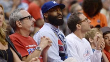 May 11, 2014; Los Angeles, CA, USA; Former Los Angeles Clippers guard Baron Davis attends game four of the second round of the 2014 NBA Playoffs against the Oklahoma City Thunder at Staples Center. Mandatory Credit: Kirby Lee-USA TODAY Sports