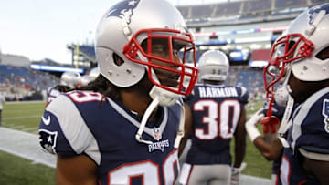 Aug 18, 2016; Foxborough, MA, USA; New England Patriots defensive back E.J. Biggers (39) warms up before the start of the game against the Chicago Bears at Gillette Stadium. Mandatory Credit: David Butler II-USA TODAY Sports