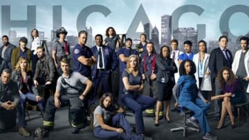 CHICAGO FRANCHISE -- Season: 2015 -- Pictured: (l-r) "Chicago P.D." top row; Marina Squerciati as Officer Kim Burgess, Brian Geraghty as Officer Sean Roman, Jesse Lee Soffer as Detective Jay Halstead, LaRoyce Hawkins as Detective Kevin Atwater, Elias Koteas as Detective Alvin Olinsky, Amy Morton as Desk Sgt. Trudy Platt, Patrick John Flueger as Officer Adam Ruzek bottom row; Jon Seda as Detective Antonio Dawson, Jason Beghe as Sergeant Hank Voight, Sophia Bush as Detective Erin Lindsay; "Chicago Fire", Yuri Sardarov as Brian ?"Otis"? Zvonecek, Jesse Spencer as Matthew Casey, Taylor Kinney as Kelly Severide, Eamonn Walker as Chief Wallace Boden, Dora Madison Burge as Jessica ?Chill? Clinton, Monica Raymund as Gabriela Dawson, Kara Killmer as Sylvie Brett, Joe Minoso as Joe Cruz, Christian Stolte as Randy ?Mouch? McHolland, David Eigenberg as Christopher Herrmann; "Chicago Med" top row: S. Epatha Merkerson as Sharon Goodwin, Nick Gehlfuss as Dr. Will Halstead, Brian Tee as Ethan, Torrey DeVitto as Dr. Lily Manning, Oliver Platt as Dr. Daniel Charles, Colin Donnell as Connor Bradhaw; seated: Yaya DaCosta as Nurse April Sexton, Rachel DiPillo as Dr. Sarah Reese (Photo by: Mark Seliger/NBC)