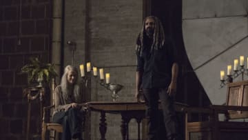 Khary Payton as Ezekiel, Melissa McBride as Carol Peletier - The Walking Dead _ Season 9, Episode 13 - Photo Credit: Jace Downs/AMC