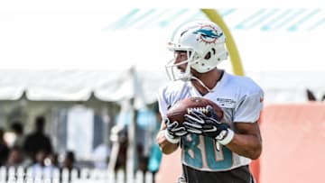Dolphins WR Danny Amendola works out during the first week of training camp - Image courtesy of MiamiDolphins.com