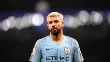 MANCHESTER, ENGLAND - FEBRUARY 27: Sergio Aguero of Manchester City looks on during the Premier League match between Manchester City and West Ham United at Etihad Stadium on February 27, 2019 in Manchester, United Kingdom. (Photo by Shaun Botterill/Getty Images)