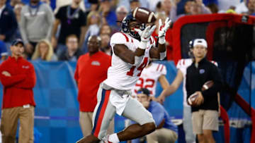 LEXINGTON, KY - NOVEMBER 04: D.K. Metcalf #14 of the Mississippi Rebels catches a pass for a touchdown against the Kentucky Wildcats at Commonwealth Stadium on November 4, 2017 in Lexington, Kentucky. (Photo by Andy Lyons/Getty Images)
