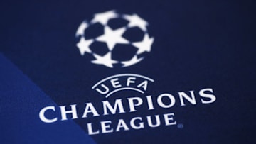 A picture shows the UEFA Champions League logo before a press conference on the eve of Champions League football match Juventus Vs GNK Dinamo Zagreb on December 6, 2016 at the 'Juventus Stadium' in Turin. / AFP / MARCO BERTORELLO (Photo credit should read MARCO BERTORELLO/AFP/Getty Images)