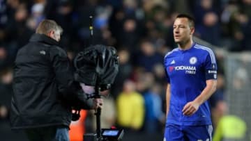 MILTON KEYNES, ENGLAND - JANUARY 31: John Terry of Chelsea is filmed by the television camera as he comes off the pitch after the Emirates FA Cup match between MK Dons and Chelsea at Stadium mk on January 31, 2016 in Milton Keynes, England. (Photo by Catherine Ivill - AMA/Getty Images)