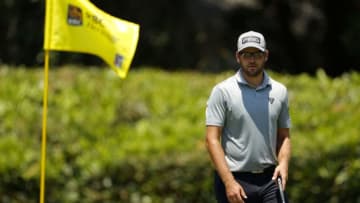 HILTON HEAD ISLAND, SOUTH CAROLINA - JUNE 19: Corey Conners of Canada reacts on the eighth green during the second round of the RBC Heritage on June 19, 2020 at Harbour Town Golf Links in Hilton Head Island, South Carolina. (Photo by Kevin C. Cox/Getty Images)