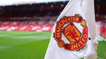 MANCHESTER, ENGLAND - JANUARY 11: A detailed view of the corner flag inside the stadium prior to the Premier League match between Manchester United and Norwich City at Old Trafford on January 11, 2020 in Manchester, United Kingdom. (Photo by Catherine Ivill/Getty Images)