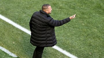 HARRISON, NEW JERSEY - MARCH 01: Head coach Yoann Damet of the FC Cincinnati directs his players in the first half against the New York Red Bulls at Red Bull Arena on March 01, 2020 in Harrison, New Jersey. (Photo by Elsa/Getty Images)