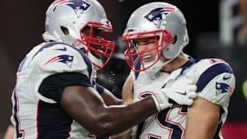 New England Patriots left tackle Cameron Fleming (71) filled in nicely for Nate Solder in Week 1. Credit: Matt Kartozian-USA TODAY Sports