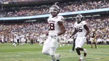 Isaiah Spiller, Texas A&M Aggies, draft option for the Buccaneers (Photo by Michael Ciaglo/Getty Images)