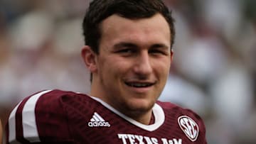 COLLEGE STATION, TX - NOVEMBER 09: Johnny Manziel #2 of the Texas A&M Aggies waits on the field before the game against the Mississippi State Bulldogs at Kyle Field on November 9, 2013 in College Station, Texas. (Photo by Scott Halleran/Getty Images)