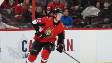 OTTAWA, ON - FEBRUARY 22: Thomas Chabot #72 of the Ottawa Senators skates against the Columbus Blue Jackets at Canadian Tire Centre on February 22, 2019 in Ottawa, Ontario, Canada. (Photo by Matt Zambonin/NHLI via Getty Images)
