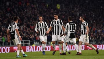 TURIN, ITALY - MARCH 31: Sami Khedira of Juventus celebrates after scoring his team's second goal during the serie A match between Juventus and AC Milan at Allianz Stadium on March 31, 2018 in Turin, Italy. (Photo by Tullio M. Puglia/Getty Images )