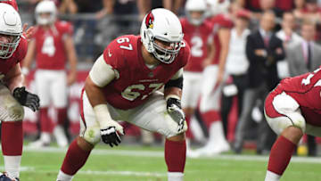 GLENDALE, AZ - SEPTEMBER 23: Offensive guard Justin Pugh #67 of the Arizona Cardinals in action during the NFL game against the Chicago Bears at State Farm Stadium on September 23, 2018 in Glendale, Arizona. The Chicago Bears won 16-14. (Photo by Jennifer Stewart/Getty Images)
