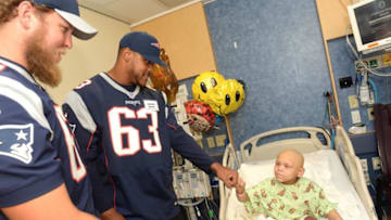 BOSTON, MA - JUNE 19: New England Patriots rookies Conor McDermott and Antonio Garcia visit Jose at Boston Children's Hospital June 19, 2017 in Boston, Massachusetts. (Photo by Darren McCollester/Getty Images for Boston Children's Hospital)