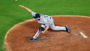 ARLINGTON, TX - SEPTEMBER 17: Tyler Glasnow #20 of the Tampa Bay Rays pitches in the sixth inning against the Texas Rangers at Globe Life Park in Arlington on September 17, 2018 in Arlington, Texas. (Photo by Richard Rodriguez/Getty Images)