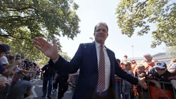 Oct 1, 2016; Auburn, AL, USA; Auburn Tigers head coach Gus Malzahn leads his team through Tiger Walk before the game between the Auburn Tigers and the UL-Monroe Warhawks at Jordan Hare Stadium. Mandatory Credit: John Reed-USA TODAY Sports