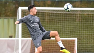 ST ALBANS, ENGLAND - AUGUST 15: Mesut Ozil of Arsenal during a training session at London Colney on August 15, 2018 in St Albans, England. (Photo by Stuart MacFarlane/Arsenal FC via Getty Images)