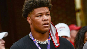 Peter Woods, a 2023 defensive lineman from Alabaster, Alabama, before the game with Clemson and Boston College in Clemson, S.C. Saturday, October 2, 2021.Ncaa Football Acc Clemson Boston College