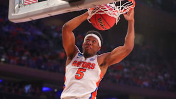 NEW YORK, NY - MARCH 24: Florida Gators guard KeVaughn Allen (5) during the first half of the 2017 NCAA Men's Basketball Tournament East Regional at Madison Square Garden between the Florida Gators and the Wisconsin Badgers on March 24, 2017 in New York City, NY. (Photo by Rich Graessle/Icon Sportswire via Getty Images)
