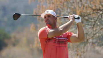 AUSTIN, TEXAS - MARCH 25: Bryson DeChambeau of the United States plays his shot from the sixth tee during the third day of the World Golf Championships-Dell Technologies Match Play at Austin Country Club on March 25, 2022 in Austin, Texas. (Photo by Chuck Burton/Getty Images)