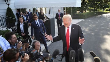 WASHINGTON, DC - MAY 30: U.S. President Donald Trump answers questions on the comments of special counsel Robert Mueller while departing the White House May 30, 2019 in Washington, DC. Trump is scheduled to attend the commencement ceremony at the U.S. Air Force Academy in Colorado later in the day.(Photo by Win McNamee/Getty Images)