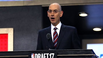 NEW YORK, NY - JUNE 22: NBA commissioner Adam Silver speaks during the first round of the 2017 NBA Draft at Barclays Center on June 22, 2017 in New York City. NOTE TO USER: User expressly acknowledges and agrees that, by downloading and or using this photograph, User is consenting to the terms and conditions of the Getty Images License Agreement. (Photo by Mike Stobe/Getty Images)