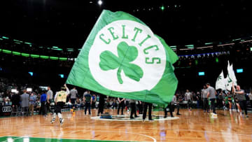 BOSTON, MASSACHUSETTS - MARCH 06: The Boston Celtics mascot Lucky the Leprechaun waves a "CELTICS" flag before the game between the Boston Celtics and the Utah Jazz at TD Garden on March 06, 2020 in Boston, Massachusetts. NOTE TO USER: User expressly acknowledges and agrees that, by downloading and or using this photograph, User is consenting to the terms and conditions of the Getty Images License Agreement. (Photo by Omar Rawlings/Getty Images)