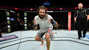 NORFOLK, VA - NOVEMBER 11: Clay Guida celebrates after defeating Joe Lauzon by TKO in their lightweight bout during the UFC Fight Night event inside the Ted Constant Convention Center on November 11, 2017 in Norfolk, Virginia. (Photo by Brandon Magnus/Zuffa LLC/Zuffa LLC via Getty Images)