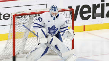 SUNRISE, FL - MARCH 23: Goaltender Matt Murray #30 of the Toronto Maple Leafs warms up prior to the game against the Florida Panthers at the FLA Live Arena on March 23, 2023 in Sunrise, Florida. (Photo by Joel Auerbach/Getty Images)