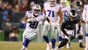 PHILADELPHIA, PENNSYLVANIA - DECEMBER 22: Ezekiel Elliott #21 of the Dallas Cowboys carries the ball during the second half against the Philadelphia Eagles in the game at Lincoln Financial Field on December 22, 2019 in Philadelphia, Pennsylvania. (Photo by Patrick Smith/Getty Images)