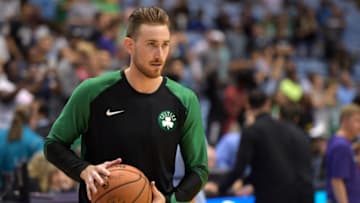 CHAPEL HILL, NC - SEPTEMBER 28: Gordon Hayward #20 of the Boston Celtics warms up prior to their preseason game against the Charlotte Hornets at Dean Smith Center on September 28, 2018 in Chapel Hill, North Carolina. (Photo by Lance King/Getty Images)