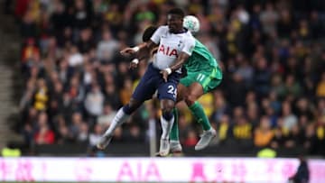 MILTON KEYNES, ENGLAND - SEPTEMBER 26: Serge Aurier of Tottenham and Adam Masina of Watford during the Carabao Cup Third Round match between Tottenham Hotspur and Watford at Stadium mk on September 26, 2018 in Milton Keynes, England. (Photo by James Williamson - AMA/Getty Images)