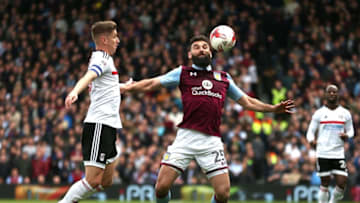 LONDON, ENGLAND - APRIL 17: Mile Jedinak of Aston Villa holds off Tom Cairney of Fulham during the Sky Bet Championship match between Fulham and Aston Villa at Craven Cottage on April 17, 2017 in London, England. (Photo by Alex Pantling/Getty Images)