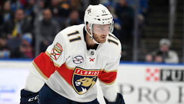 ST. LOUIS, MO. - DECEMBER 11: Florida Panthers leftwing Jonathan Huberdeau (11) during a NHL game between the Florida Panthers and the St. Louis Blues on December 11, 2018, at Enterprise Center, St. Louis, MO. (Photo by Keith Gillett/Icon Sportswire via Getty Images)