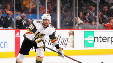PHILADELPHIA, PENNSYLVANIA - OCTOBER 21: William Carrier #28 of the Vegas Golden Knights skates against the Philadelphia Flyers at the Wells Fargo Center on October 21, 2019 in Philadelphia, Pennsylvania. (Photo by Bruce Bennett/Getty Images)