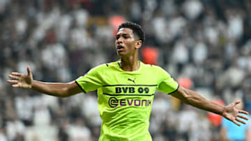 Jude Bellingham celebrates after scoring against Besiktas (Photo by TUR/BSR Agency/Getty Images)