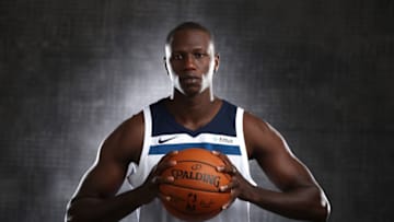 MINNEAPOLIS, MN - SEPTEMBER 22: Gorgui Dieng #5 of the Minnesota Timberwolves pose for portraits during 2017 Media Day on September 22, 2017 at the Minnesota Timberwolves and Lynx Courts at Mayo Clinic Square in Minneapolis, Minnesota. NOTE TO USER: User expressly acknowledges and agrees that, by downloading and or using this Photograph, user is consenting to the terms and conditions of the Getty Images License Agreement. Mandatory Copyright Notice: Copyright 2017 NBAE (Photo by David Sherman/NBAE via Getty Images)