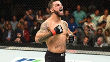 PITTSBURGH, PA - SEPTEMBER 16: Mike Perry celebrates after defeating Alex Reyes in their welterweight bout during the UFC Fight Night event inside the PPG Paints Arena on September 16, 2017 in Pittsburgh, Pennsylvania. (Photo by Josh Hedges/Zuffa LLC/Zuffa LLC via Getty Images)