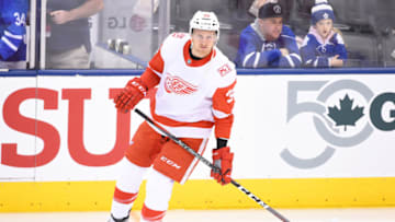 TORONTO, ON - MARCH 24: Detroit Red Wings right wing Anthony Mantha (39) skates during the warm up before a game between the Detroit Red Wings and the Toronto Maple Leafs on March 24, 2018 at Air Canada Centre in Toronto, Ontario Canada. The Toronto Maple Leafs won 4-3. (Photo by Nick Turchiaro/Icon Sportswire via Getty Images)